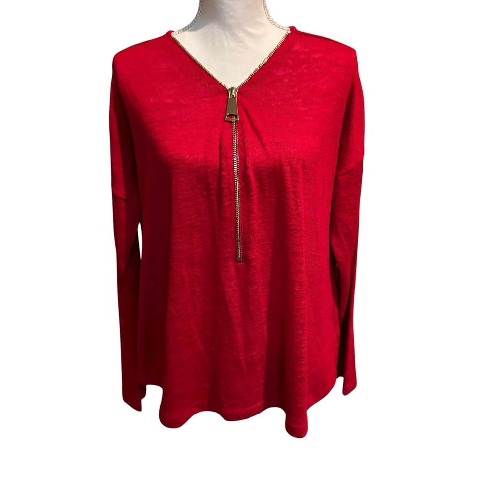 Soft Surroundings Women's  Valentina Zip Sweater Sangria Red‎ Size petite Xl